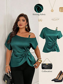 Plus Size Off-Shoulder Short Sleeve Summer Shirt