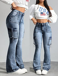 Women's Low Rise Skinny Stretch Flared Y2K Jeans