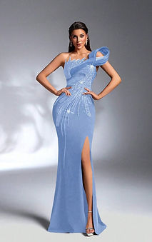 IBTRLY Beaded Sequin Applique Slit Evening Gown — Luxe Trend Boutique