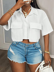 Slaydiva Drop Shoulder Loose Crop Pocket Shirt