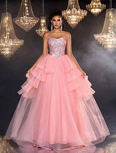 Glamrae Pink Sequin Embroidery Sweetheart A-Line Gown