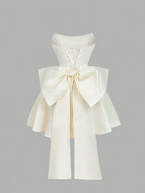 Satin Bandeau Bow Back Off-Shoulder Mini Dress