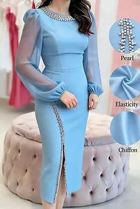 Dreamy Blue Pearl Splice Dress