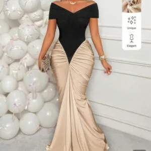 AIJ Amarilo Off-Shoulder Ruffle Asymmetric Maxi Dress