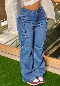 Women's Loose Straight Leg Denim Overalls