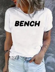 Bench letter print breathable Casual Short Sleeve Tee