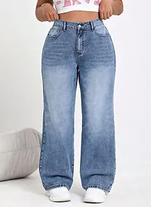 Women's High Waist Wide Leg Casual Jeans