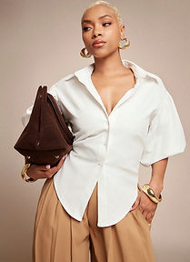 Vixey Solid Self Tie Back Collared Button Up Long Sleeve Top