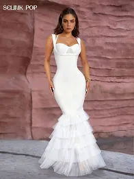 Elegant Multi-Layer Mesh Fishtail Evening Dress