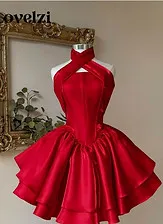 Lovelzi Satin Herringbone Mid-Length Dress