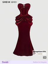 Burgundy Ruched Fitted Party Dress
