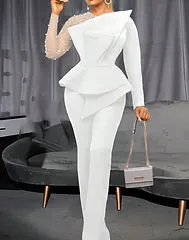 Elegant Pearl-Adorned Formal Jumpsuit