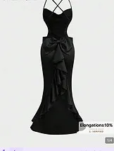 Vintage Ruffle Off-Shoulder Satin Mermaid Dress